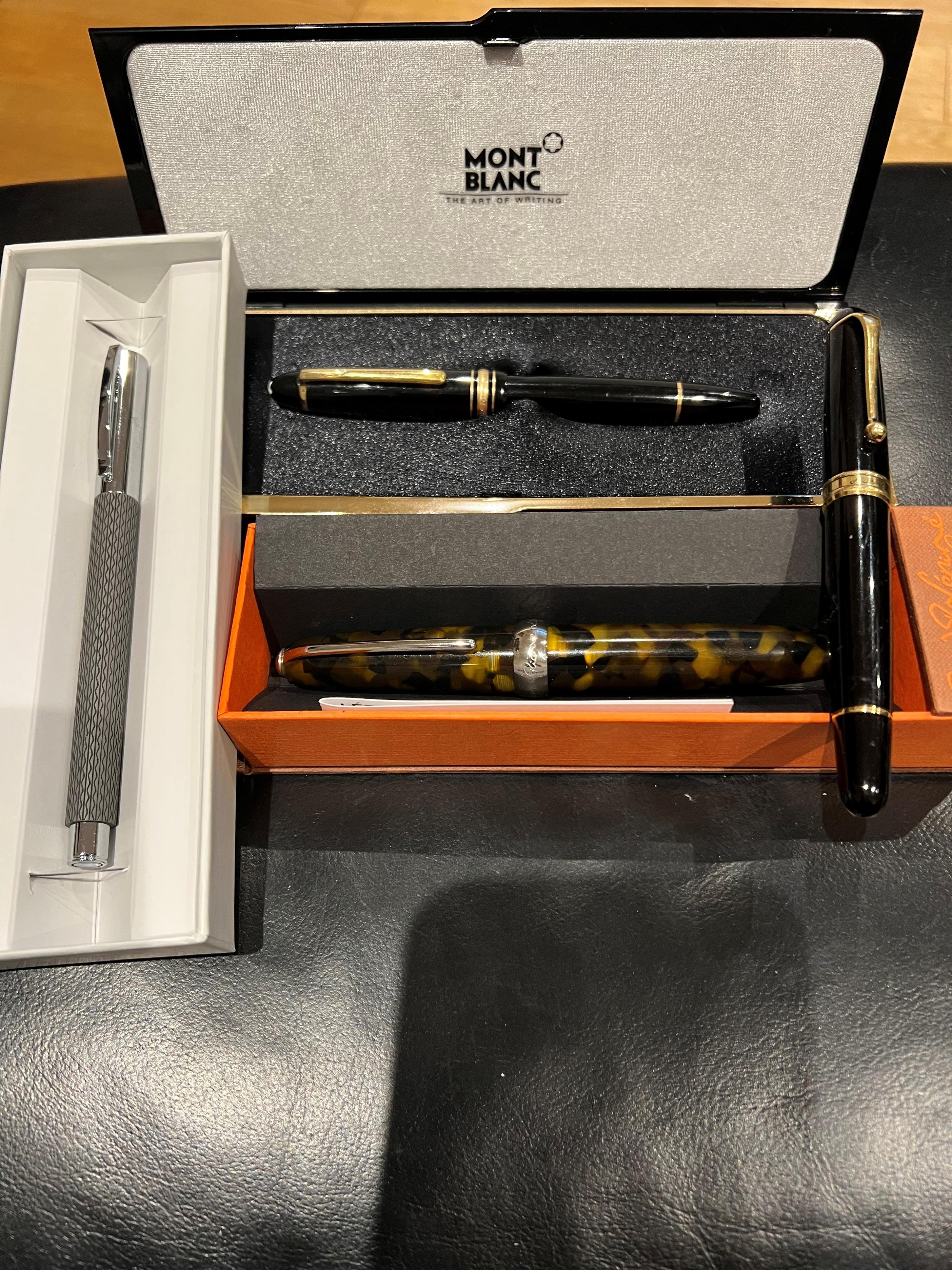 A Montblanc 146 vintage fountain pen, in original case, along with Aurora fountain pen and two others (4)